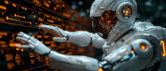 Poster - Using artificial intelligence for working tools. Chat bots and smart robots, using artificial intelligence to generate things. Artificial intelligence for solving problems at work.