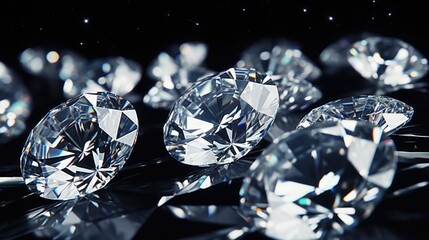 Poster - A bunch of diamonds displayed on a table. Suitable for luxury and wealth concepts