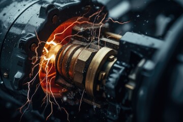 Poster - Close up of a metal object with wires, suitable for industrial concepts