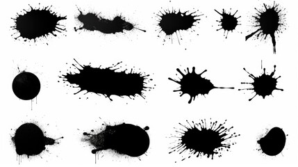 Aufkleber - Various ink splats on a clean white surface. Perfect for graphic design projects