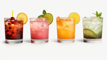 Poster - A selection of four different types of beverages, perfect for menu design or restaurant promotions