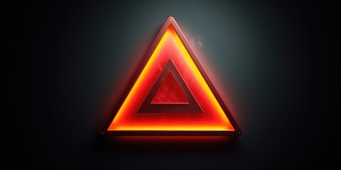 Poster - A triangle shaped neon sign on a dark background, suitable for urban and nightlife themes