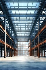 Poster - An empty warehouse with numerous windows. Suitable for industrial concepts