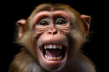 Aufkleber - Close-up of a monkey with its mouth open. Great for wildlife or animal-themed projects