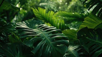 Poster - Close up shot of green leaves, perfect for nature backgrounds