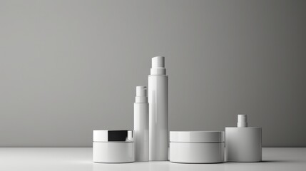 Poster - White containers placed on a table, suitable for various concepts