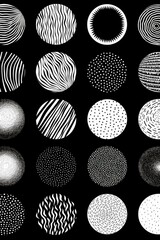 Poster - A collection of different shapes on a dark background. Suitable for graphic design projects