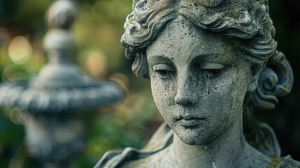 Detailed view of a woman statue, ideal for architectural projects