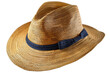 An isolated white background shows a summer panama straw hat