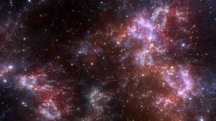 Wall Mural - looped repeating animation. a flight through the galaxy. cluster of stars, traveling through space, 