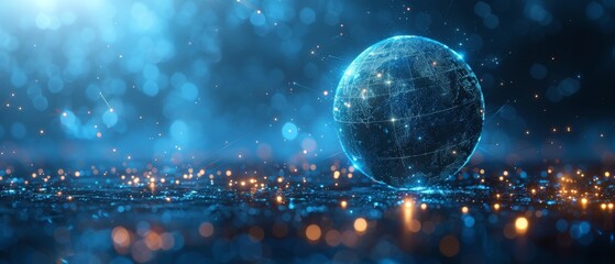 Aufkleber - The blue globe stands out against the background of digital technology
