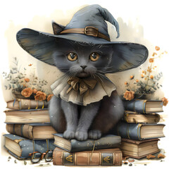 Canvas Print - Library Cat Clipart