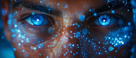 Fototapete - In this conversation with ChatGPT, man uses technology smart robot AI, artificial intelligence to generate something. It is a transformation of technology using AI and artificial intelligence.