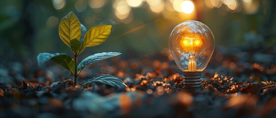Aufkleber - Protection of the environment, renewable energy sources, as well as bulbs for growing plants.