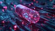 AI-Enhanced Medicine Pill Concept for Future Healthcare. Pill symbolizing integration of artificial intelligence in the development of future healthcare and advanced treatments