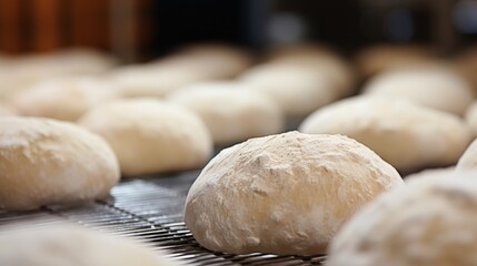 close-up of raw bread doughs in a bakery