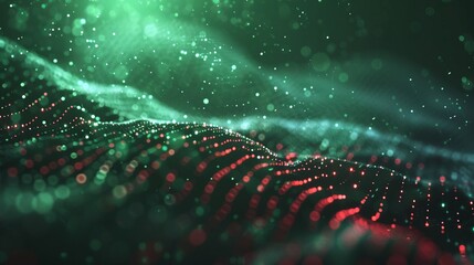 Poster - abstract data technology background: connecting dots and lines on dark surface - 3d rendering, 4k