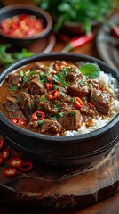 Wall Mural - food Rendang, a meat dish from West Sumatra, Indonesia