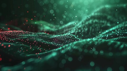 Poster - abstract data technology background: connecting dots and lines on dark surface - 3d rendering, 4k
