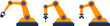 Mechanical robot arm machine icon. Manufacturing industry mechanical robot arm. Picker, picking robot, technology hydraulic robotic hand, vector illustration
