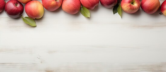 Aufkleber - Fresh Organic Apples Displayed on a Clean White Wooden Table, Healthy Harvest Concept