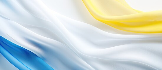 Fototapete - Soothing White and Blue Background Enhanced by Vibrant Yellow and Blue Waves
