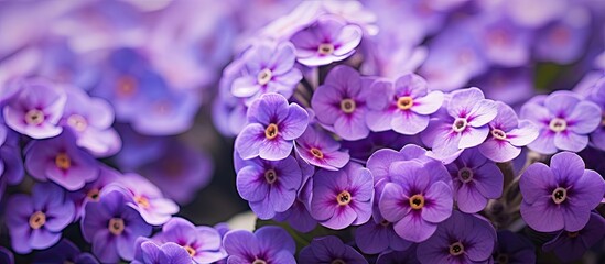 Poster - Vibrant Purple Polyanthus Flowers Blooming in a Colorful Garden Oasis