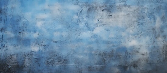 Poster - Mesmerizing Abstract Blue Painting on Textured Plaster Wall Illuminated by Black Background