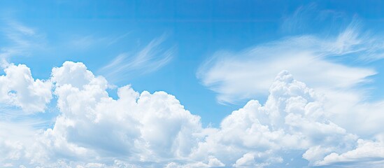 Poster - Majestic White Clouds Floating in the Bright Blue Sky Before the Arrival of Rain