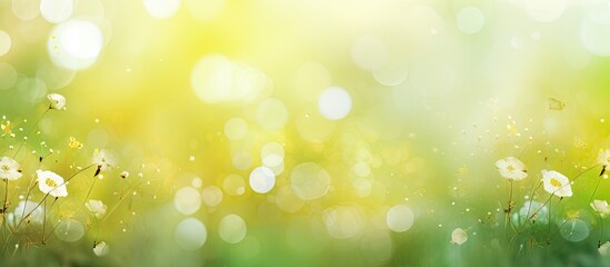 Poster - Lush Green Floral Bokeh Background Blooming with Elegant White Flowers