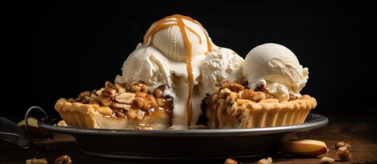 Poster - Delicious Apple Pie Served with Delectable Scoops of Creamy Ice Cream