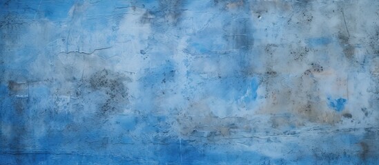 Poster - Modern Blue Concrete Wall with Abstract White and Black Painting