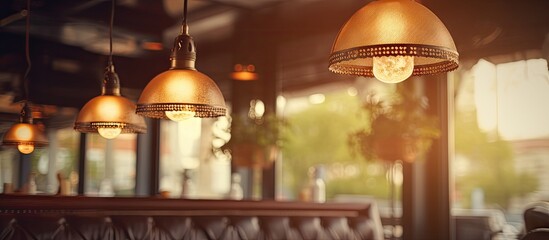 Aufkleber - Enchanting Cafe with Elegant Vintage Lighting Fixtures Creating a Cozy Atmosphere