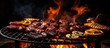 © vxnaghiyev - Sizzling Grill with an Assortment of Fresh Meat and Colorful Vegetables Cooking Outdoors