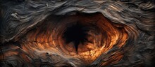 Mysterious And Textured: Close-Up View Of A Dark, Intriguing Cave Interior