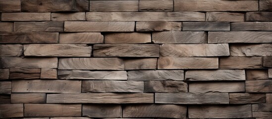 Poster - Rustic Wooden Wall Close-Up Texture Background with Natural Stone Accents