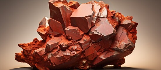 Poster - Vivid Bauxite Mineral Rock Specimen with Rich Red Tones and Intriguing Texture