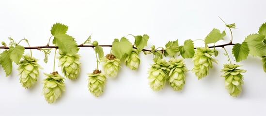 Aufkleber - Lush Branches of Green Hops On a Clean White Background