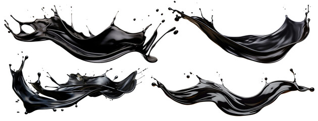 Wall Mural - Set of black oil splashes cut out