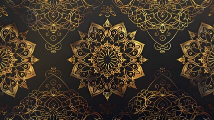 Wall Mural - Ornamental luxury mandala pattern background with royal golden arabesque pattern Arabic Islamic east style. Traditional Turkish, Indian motifs. Great for fabric and textile