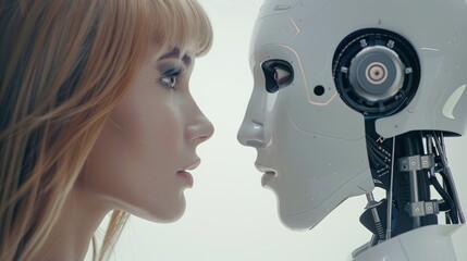 Poster - woman engaging with artificial intelligence: the intersection of humanity and technology