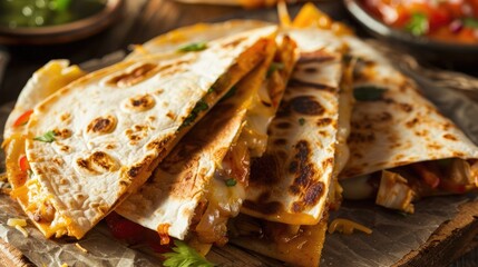 Wall Mural - Sizzling Quesadilla Dish A Flavorful Mexican Culinary Experience