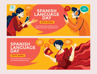 Spanish Language Day Vector banner flat design