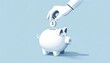 Vector illustration of a robotic hand placing a coin in a piggy bank, a modern take on the classic saving money concept