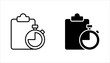 Fast services icon set, check list and stopwatch, to do plan, project management, vector illustration on white background