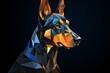 a low poly dog with a black background