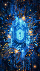 Poster - technology and security abstract concept composition