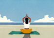 © fStop - Serene woman meditating on yoga mat on sunny summer ocean beach
