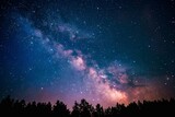 Fototapeta Kosmos - A Tranquil Night Under the Starlit Sky Illuminated by the Milky Way.
