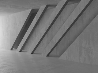  Abstract empty concrete interior. Minimalistic dark room design template